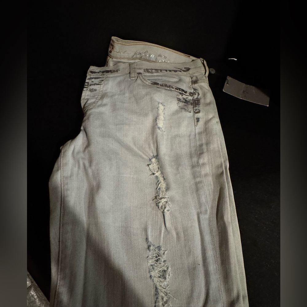 7 for All Mankind Josefina Destroy Silver Button Fly Jeans - Size 32